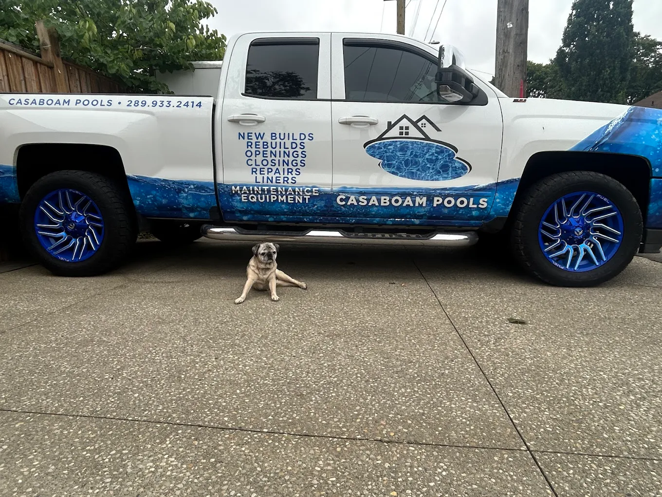 Vehicle decals applied to a business vehicle